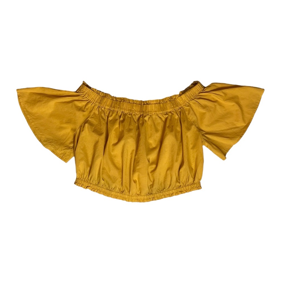 BP Mustard Off-Shoulder Crop Top